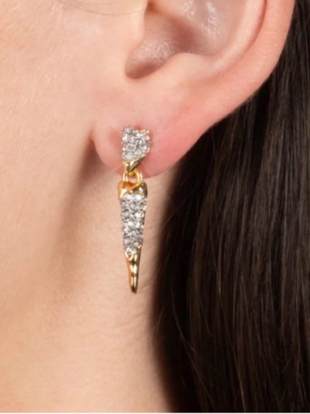 NEW Alexis Bittar Solanales Crystal Spear Drop Earrings Linear Gold C Z AU21